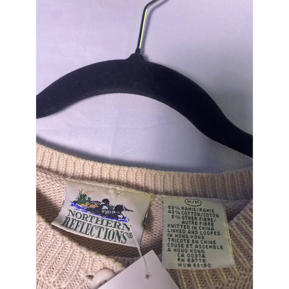 Northern Reflections Cats Knit Cream Button Front Cardigan Sweater Womens Medium - Picture 3 of 3